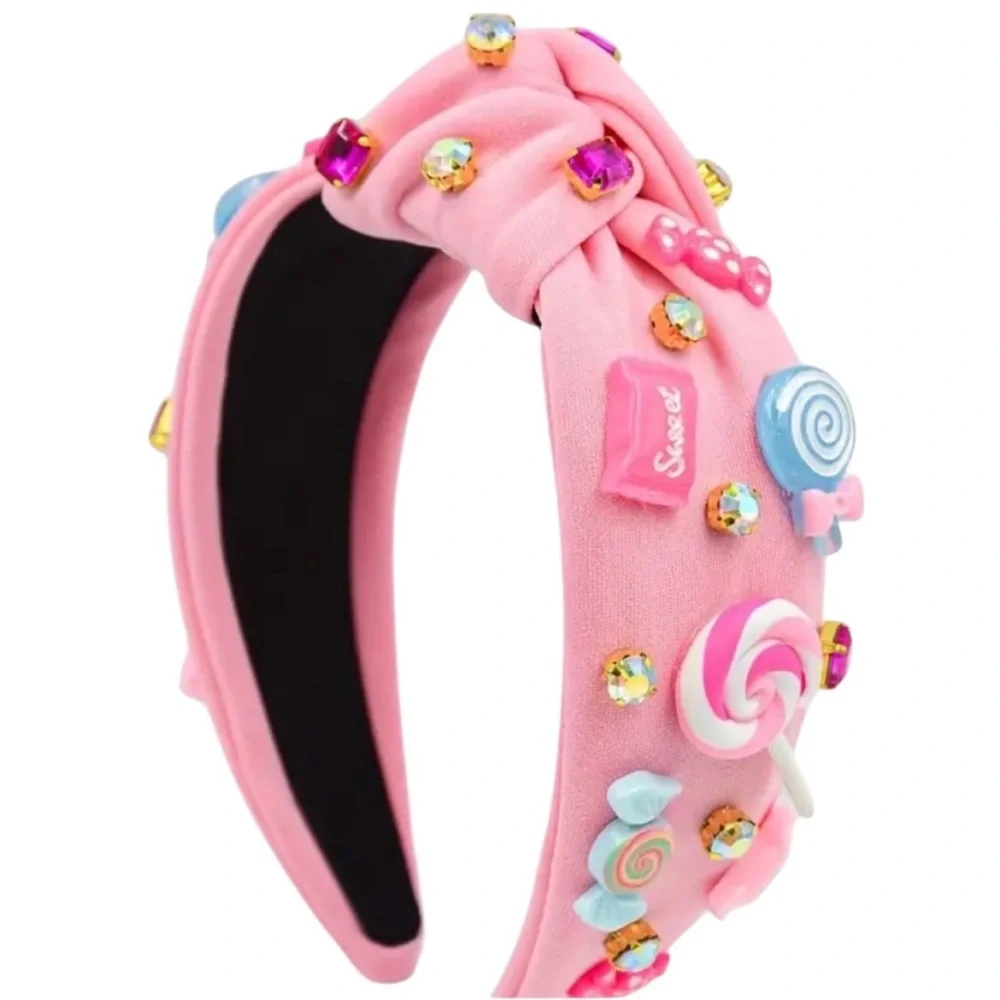 Pink Sweet Candy Embellished Rhinestone Knot Headband